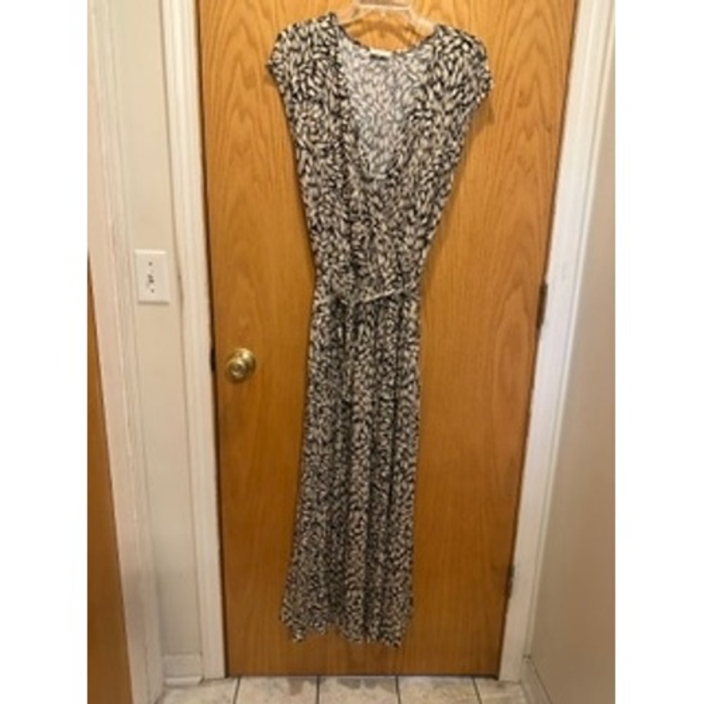 Lascana Women Neutral Abstract Print Wrap Maxi Dress Sleeveless Size 10 US 42 EU